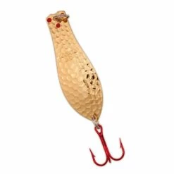 Yellow Bird - Premium Doctor Spoon With Red LazerSharp Hooks In (PM402) Hammered Gold - 3.75" 5/8oz