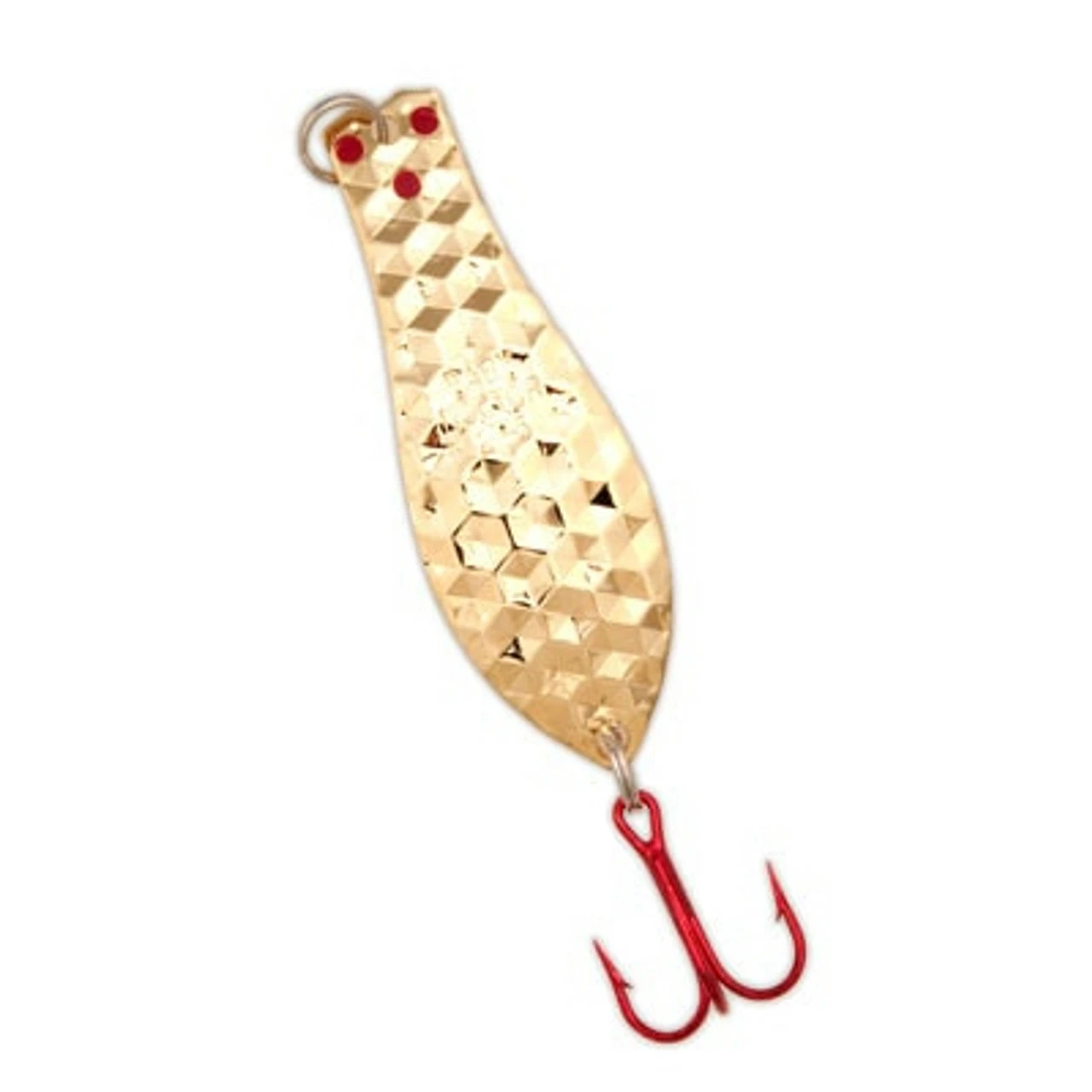 Yellow Bird - Premium Doctor Spoon With Red LazerSharp Hooks In (PM502) Hex Hammered Gold - 2.5" 3/8oz 1 Yellow Bird - Premium Doctor Spoon With Red LazerSharp Hooks In (PM502) Hex Hammered Gold - 2.5" 3/8oz